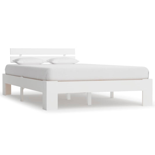 Solid Wood Pine Bed Frame - White, 140x200cm (Mattress Sold Separately)