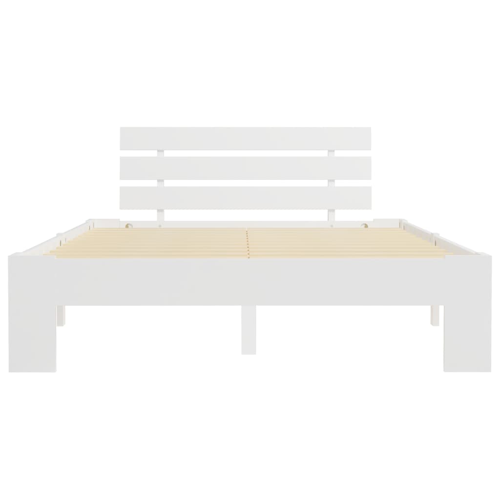 Solid Wood Pine Bed Frame - White, 140x200cm (Mattress Sold Separately)
