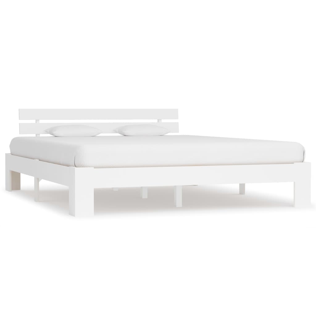 Solid Pine Bed Frame White 160x200cm - No Mattress Included