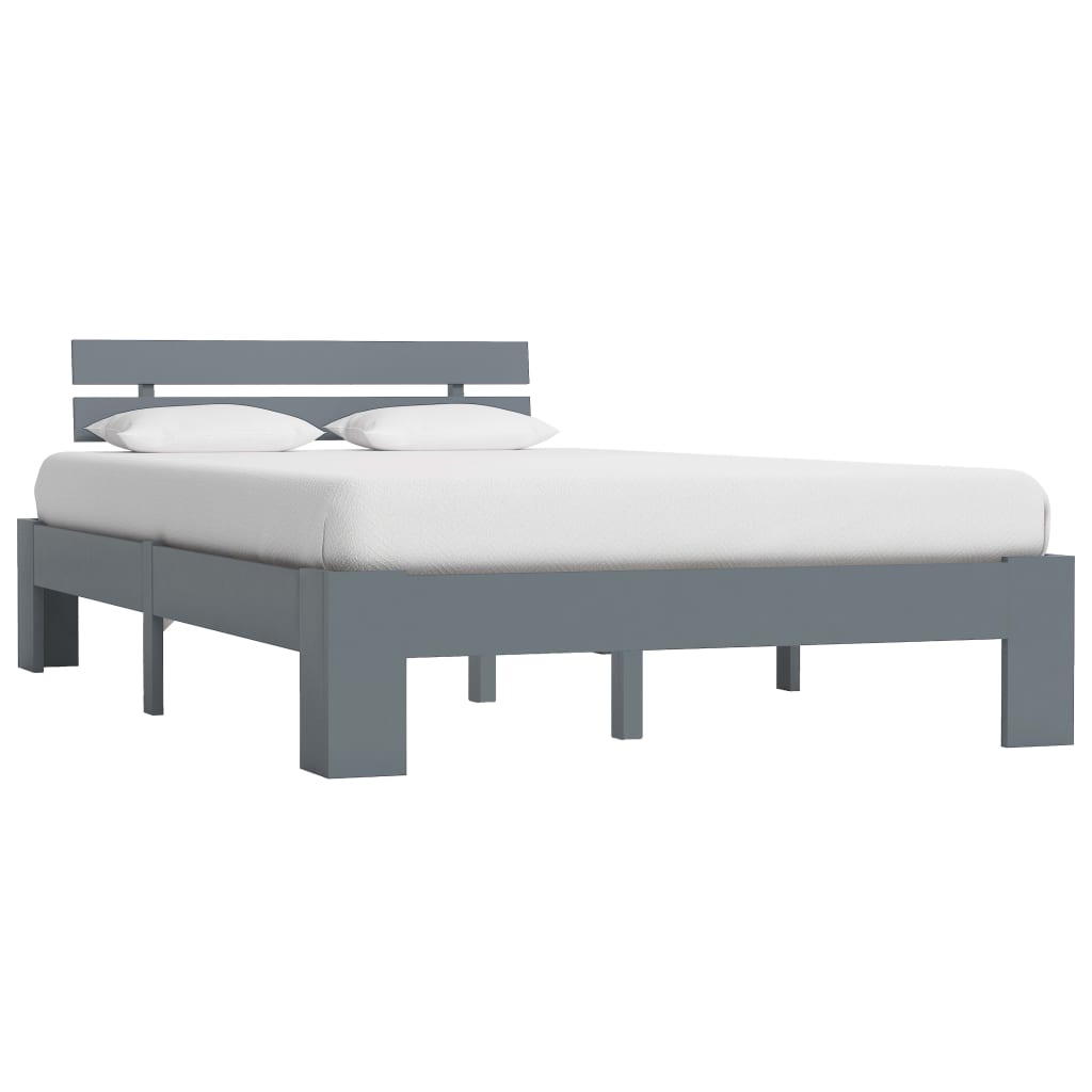 Solid Pine Wood Grey Bed Frame - 120x200 cm (Mattress Not Included)