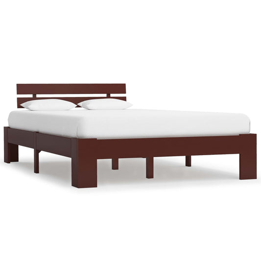 Solid Pine Wood Bed Frame, Dark Brown, 120x200 cm - No Mattress