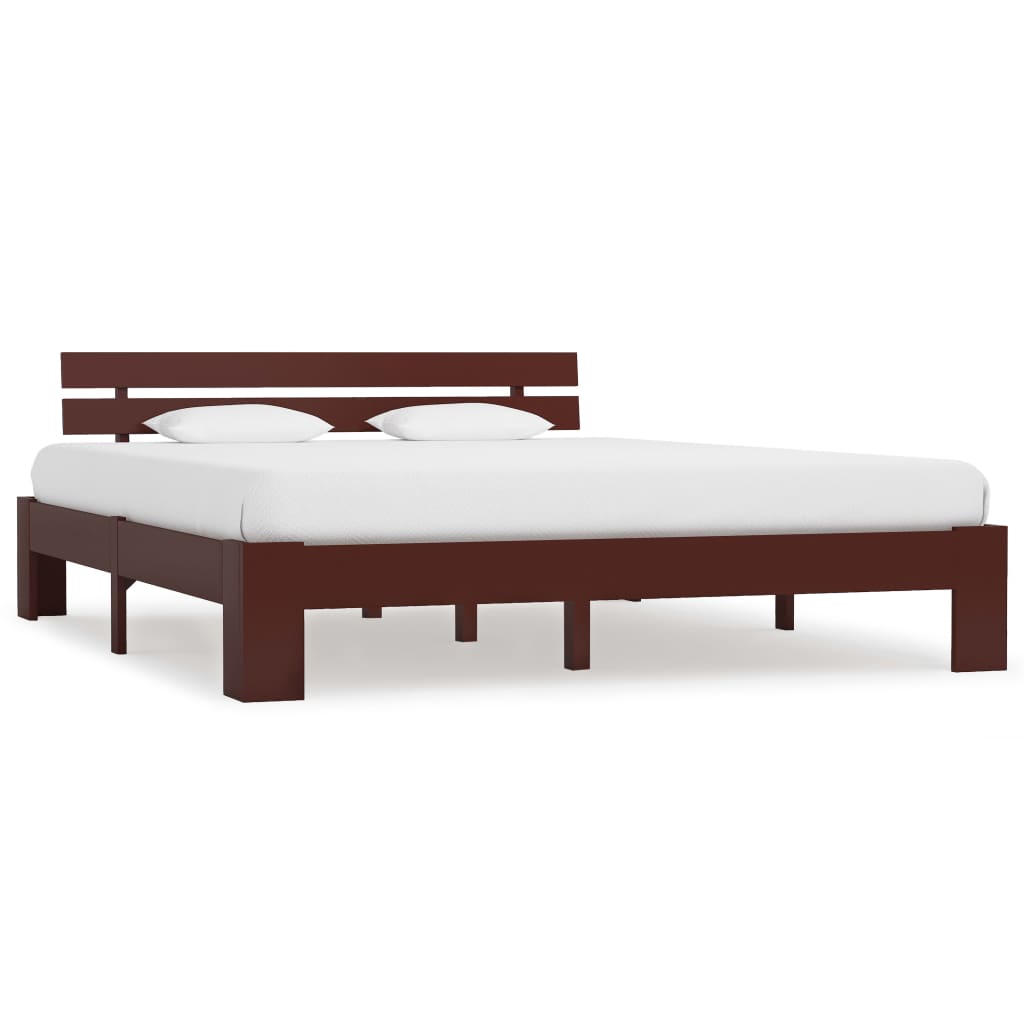 Solid Pine Wood Bed Frame, Dark Brown 160x200 cm - No Mattress