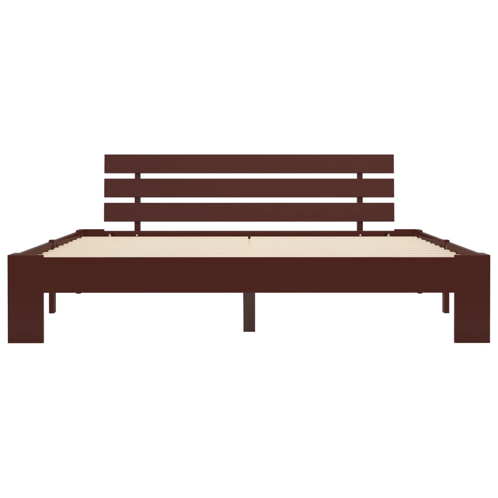 Solid Pine Wood Bed Frame, Dark Brown 160x200 cm - No Mattress