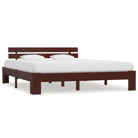Solid Pine Bed Frame 140x200cm Dark Brown - No Mattress