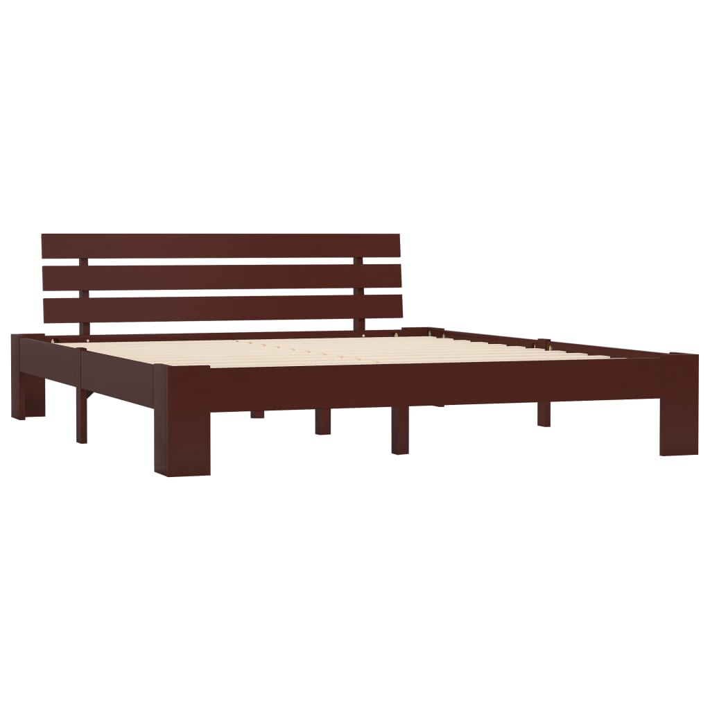 Solid Pine Bed Frame 140x200cm Dark Brown - No Mattress