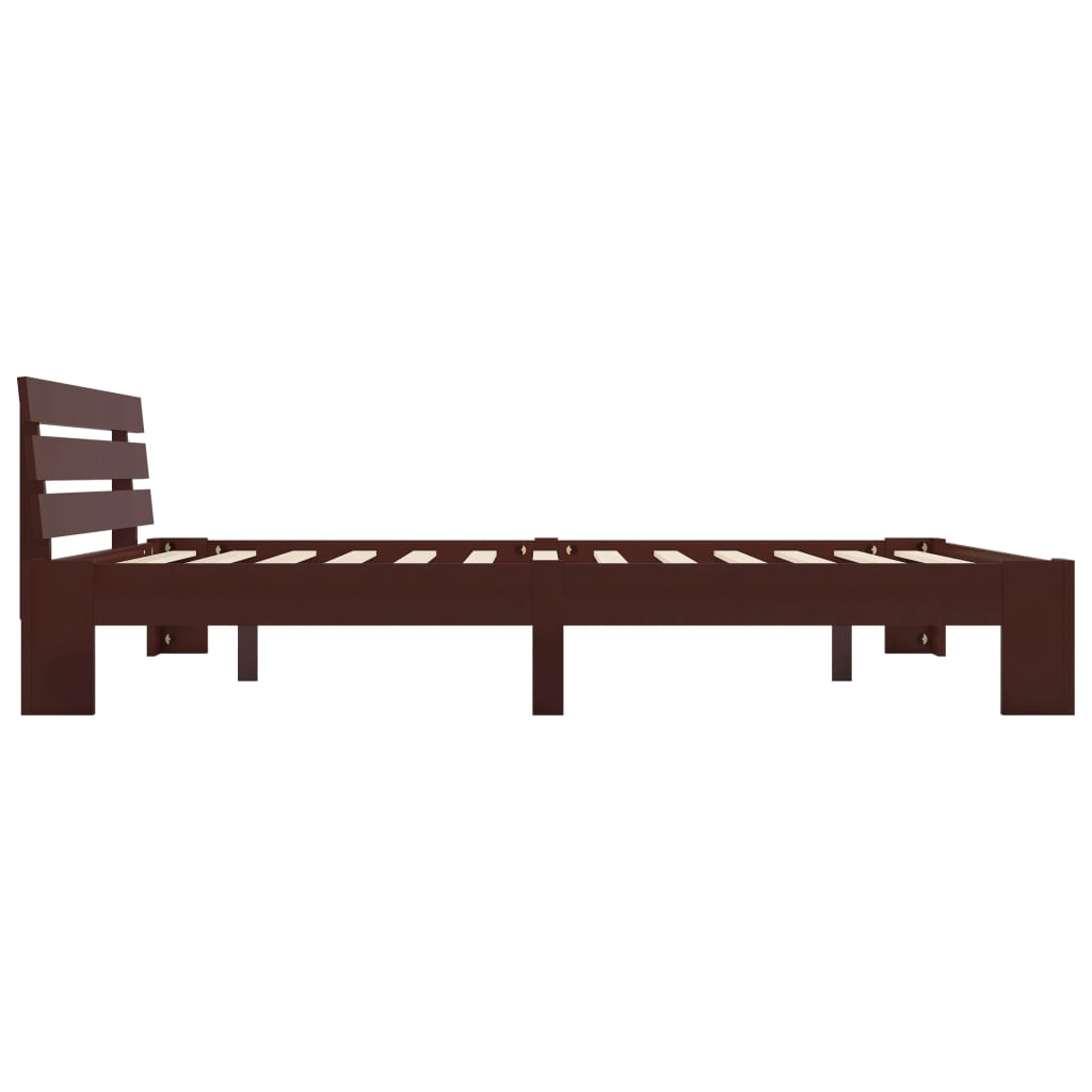 Solid Pine Bed Frame 140x200cm Dark Brown - No Mattress