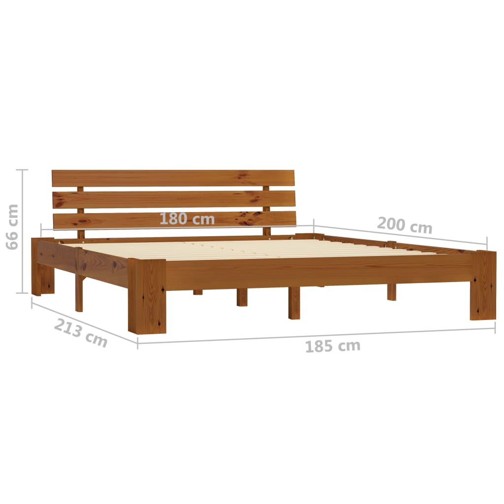 Solid Pine Bed Frame 180x200cm, Honey Brown – No Mattress Included