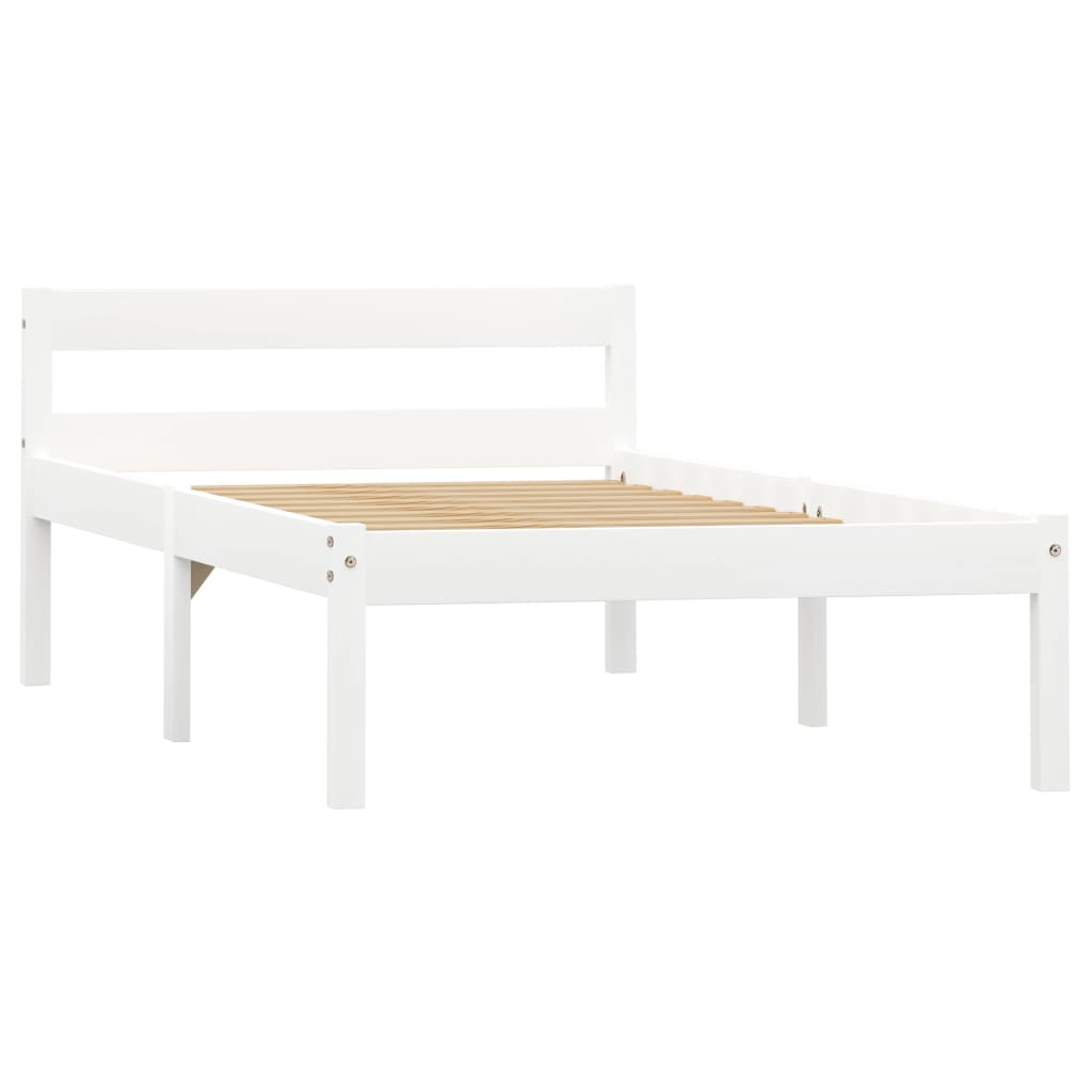 White Solid Pine Wood Bed Frame 100x200 cm - No Mattress Included
