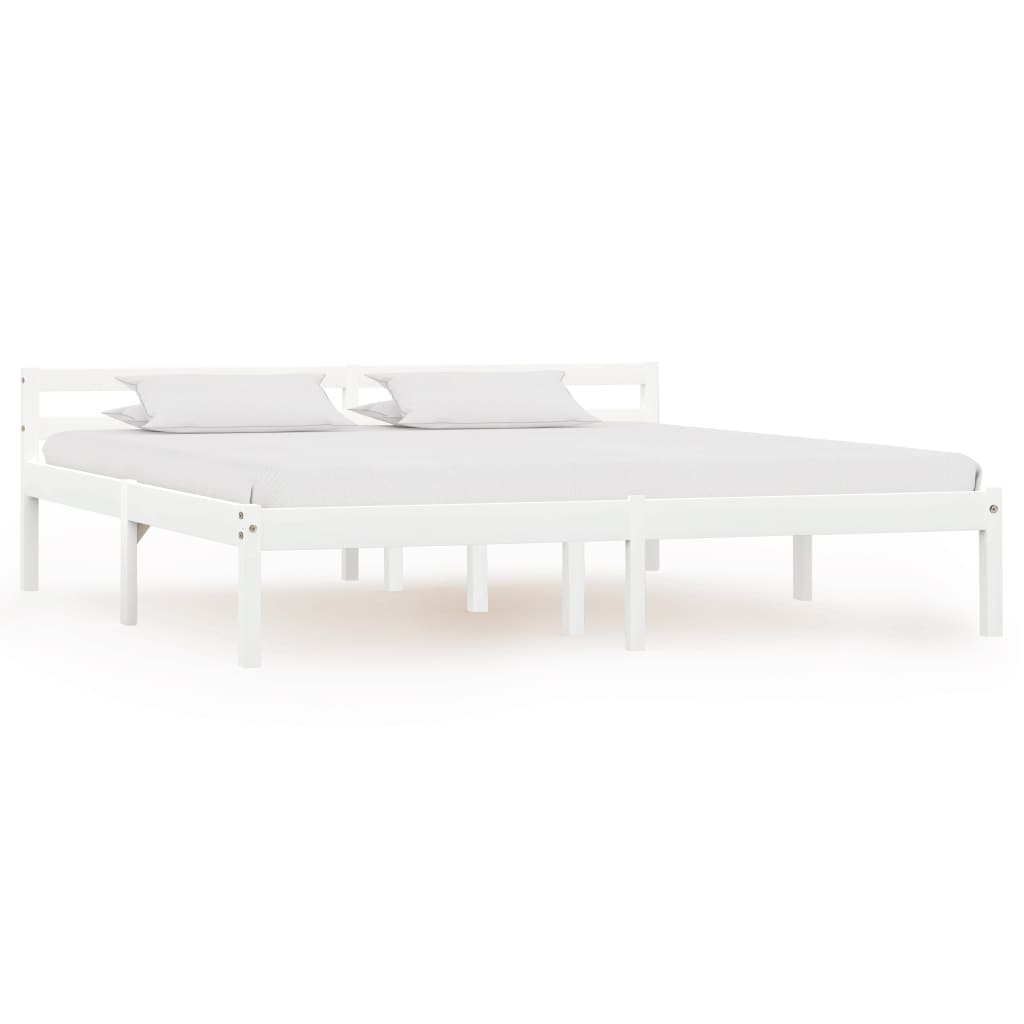 Solid Pine Wood Bed Frame, White, 160x200 cm - Mattress Not Included