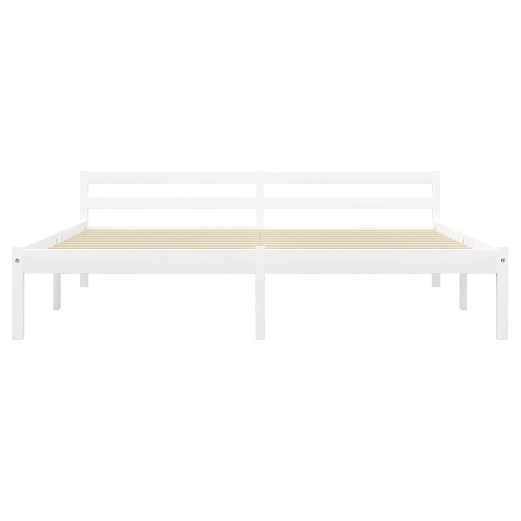 Solid Pine Wood Bed Frame, White, 160x200 cm - Mattress Not Included