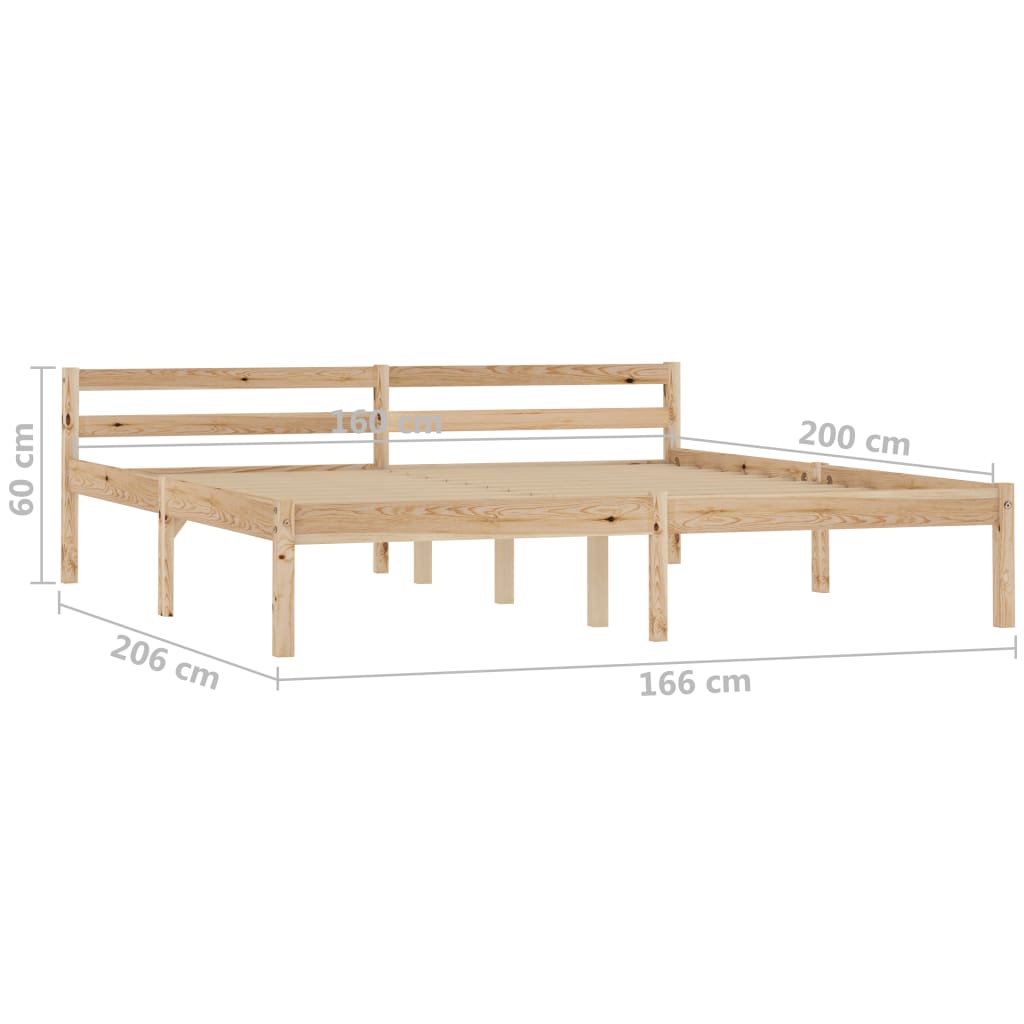 Solid Pine Wood Bed Frame 160x200 cm - Durable & Stylish Design