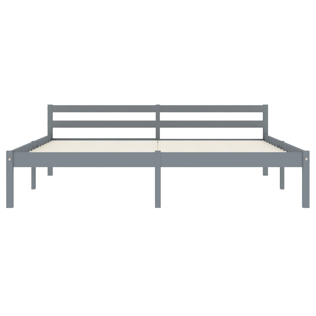 Solid Pine Wood Grey Bed Frame 160x200 cm - Mattress Not Included