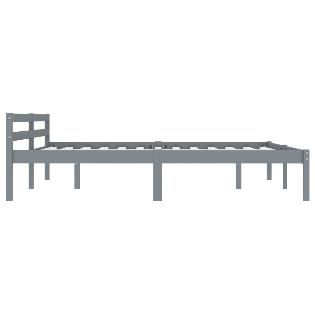Solid Pine Wood Grey Bed Frame 160x200 cm - Mattress Not Included