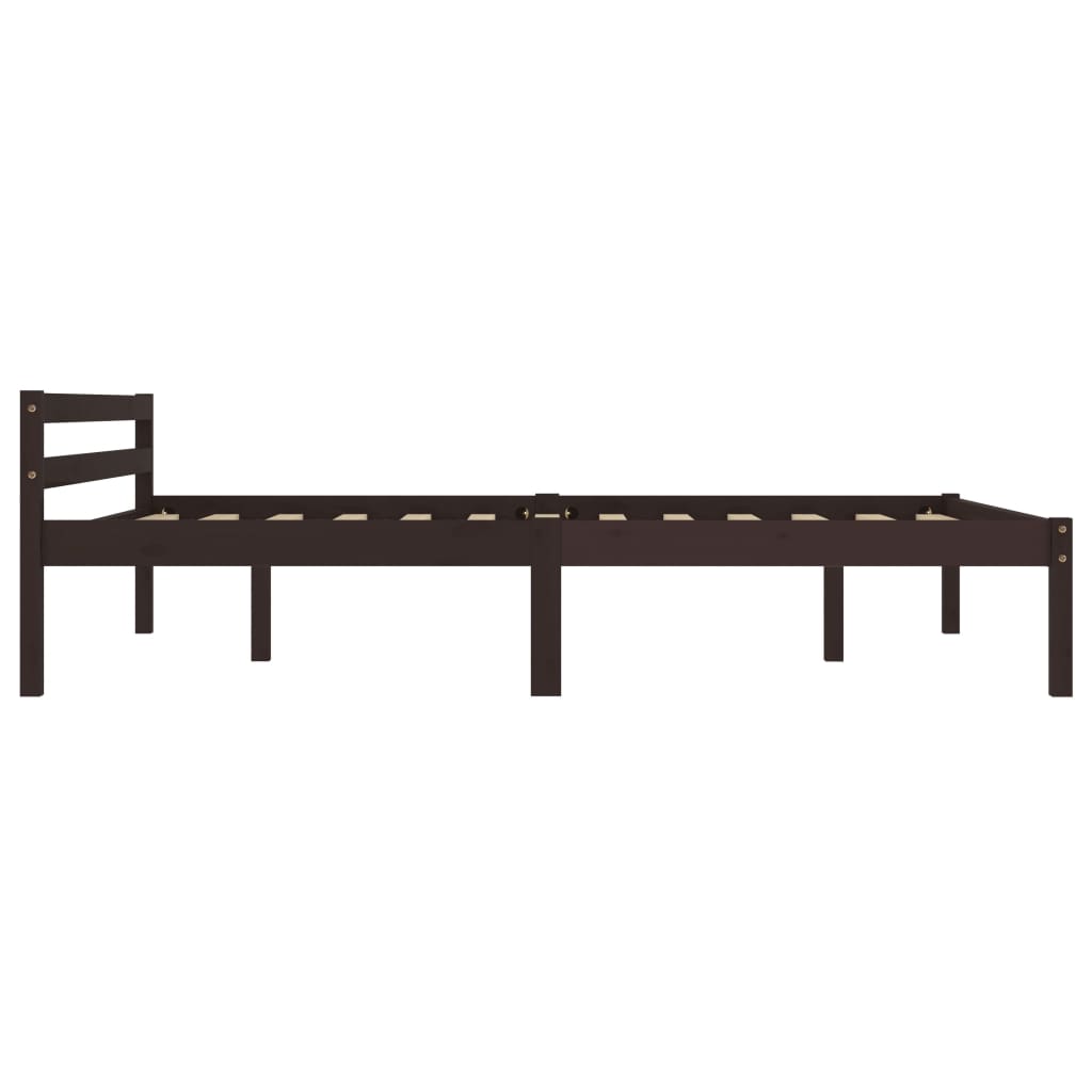 Dark Brown Solid Pine Wood Bed Frame 120x200 cm - No Mattress