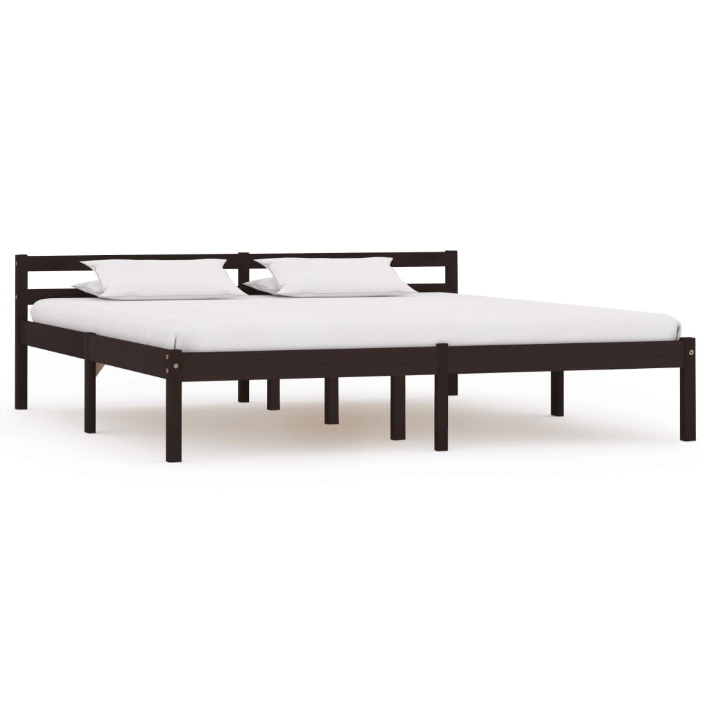 Super King Solid Pine Bed Frame, Dark Brown 180x200 cm