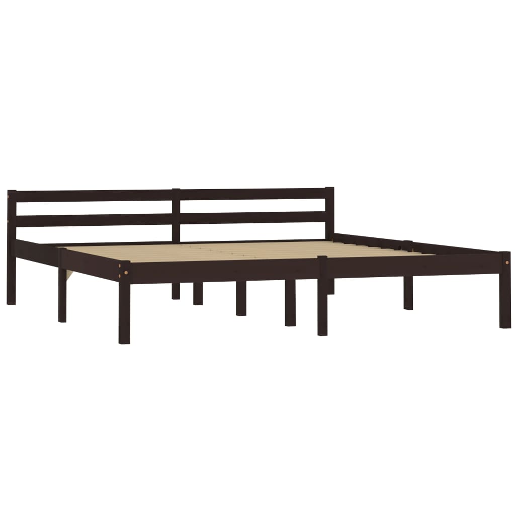Super King Solid Pine Bed Frame, Dark Brown 180x200 cm