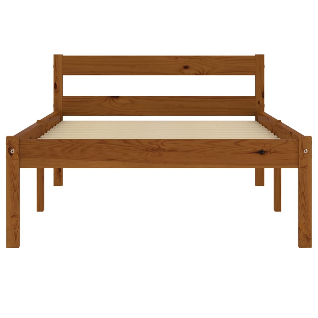 Solid Pine Wood Bed Frame 100x200cm - Honey Brown Finish