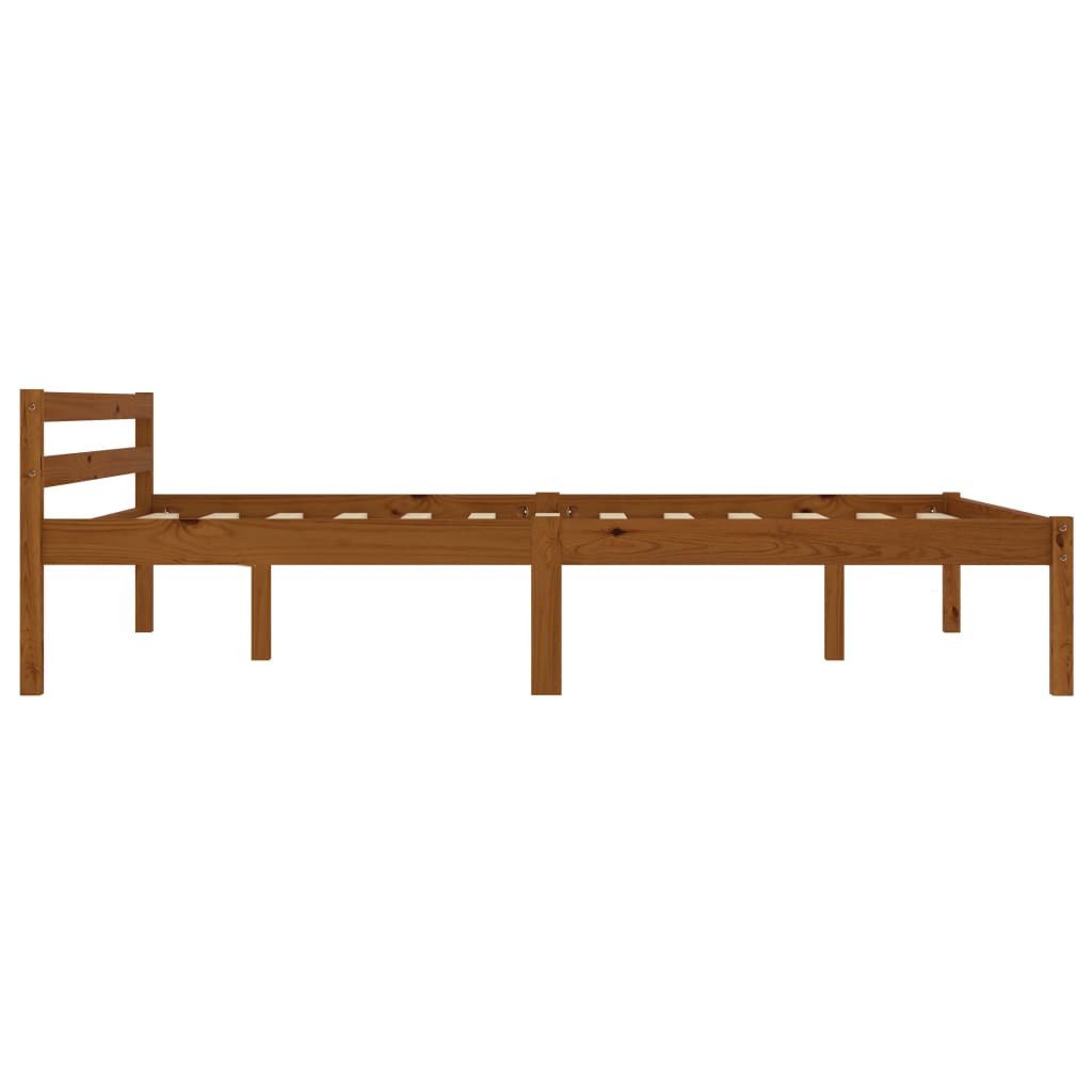 Solid Pine Wood Bed Frame - Honey Brown, 120x200cm, Mattress Not Included