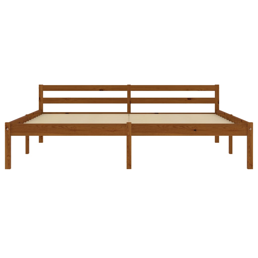 Honey Brown Solid Pine Wood Bed Frame 160x200cm - No Mattress