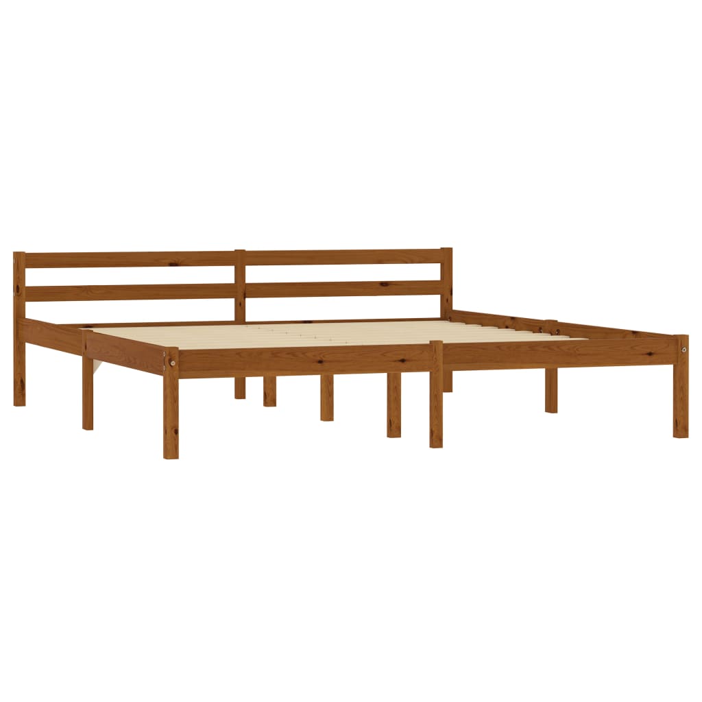 Solid Pine Wood Bed Frame, Honey Brown 180x200cm, No Mattress