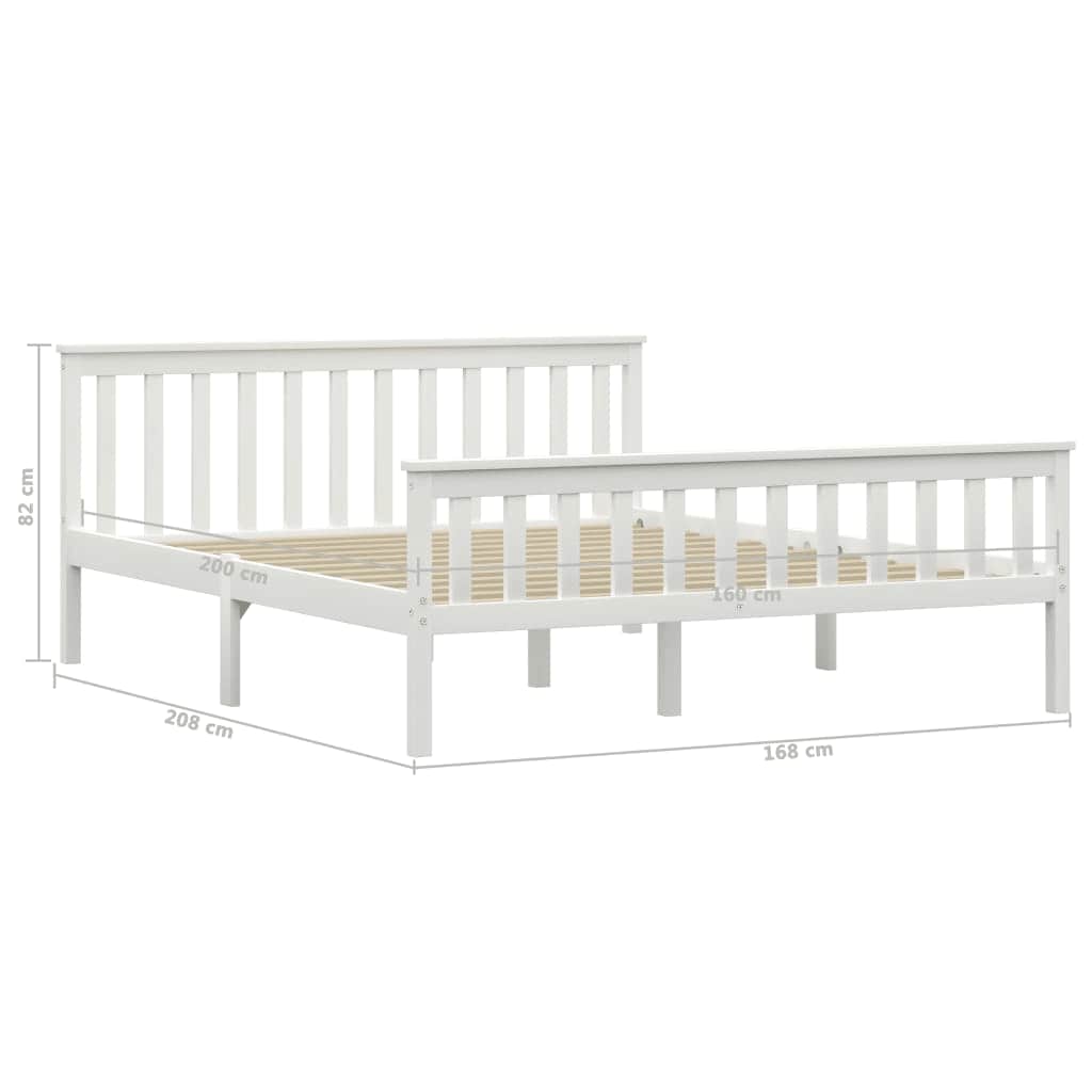 White Solid Pinewood Bed Frame 160x200 cm - Mattress Not Included