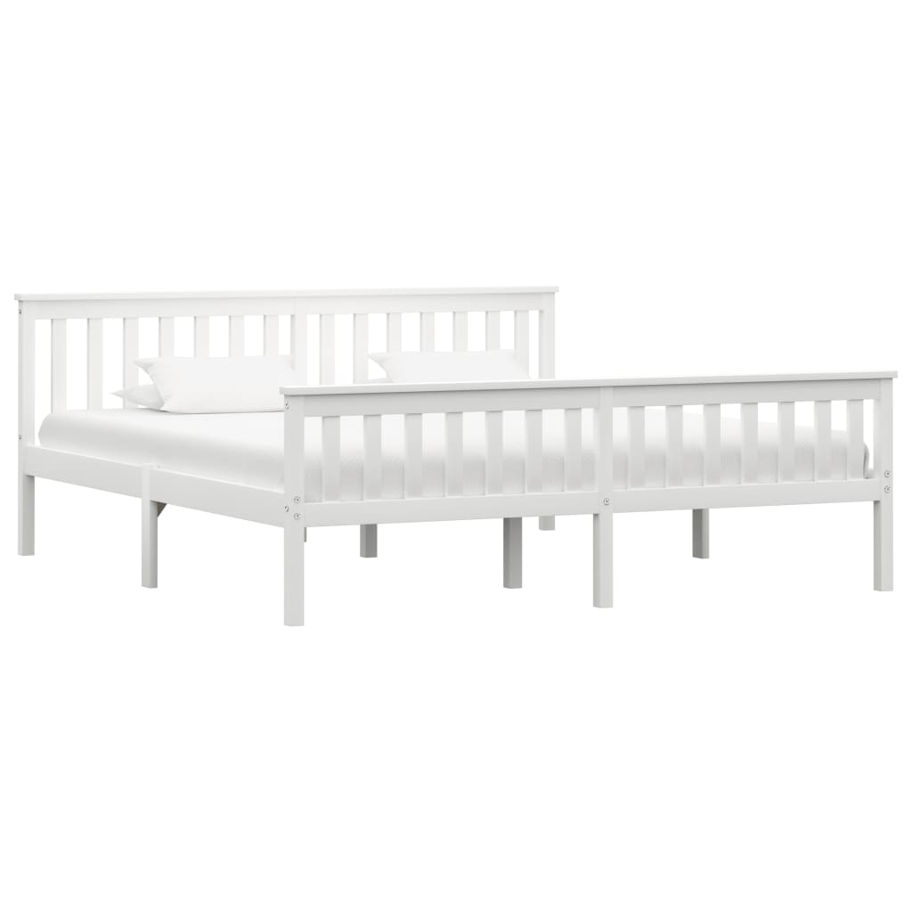 White Solid Pinewood Bed Frame Super King 180x200 cm