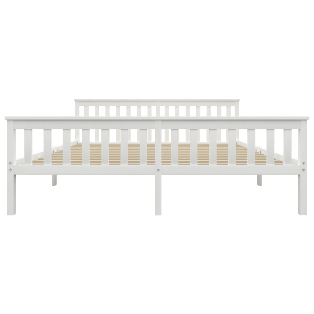 White Solid Pinewood Bed Frame Super King 180x200 cm