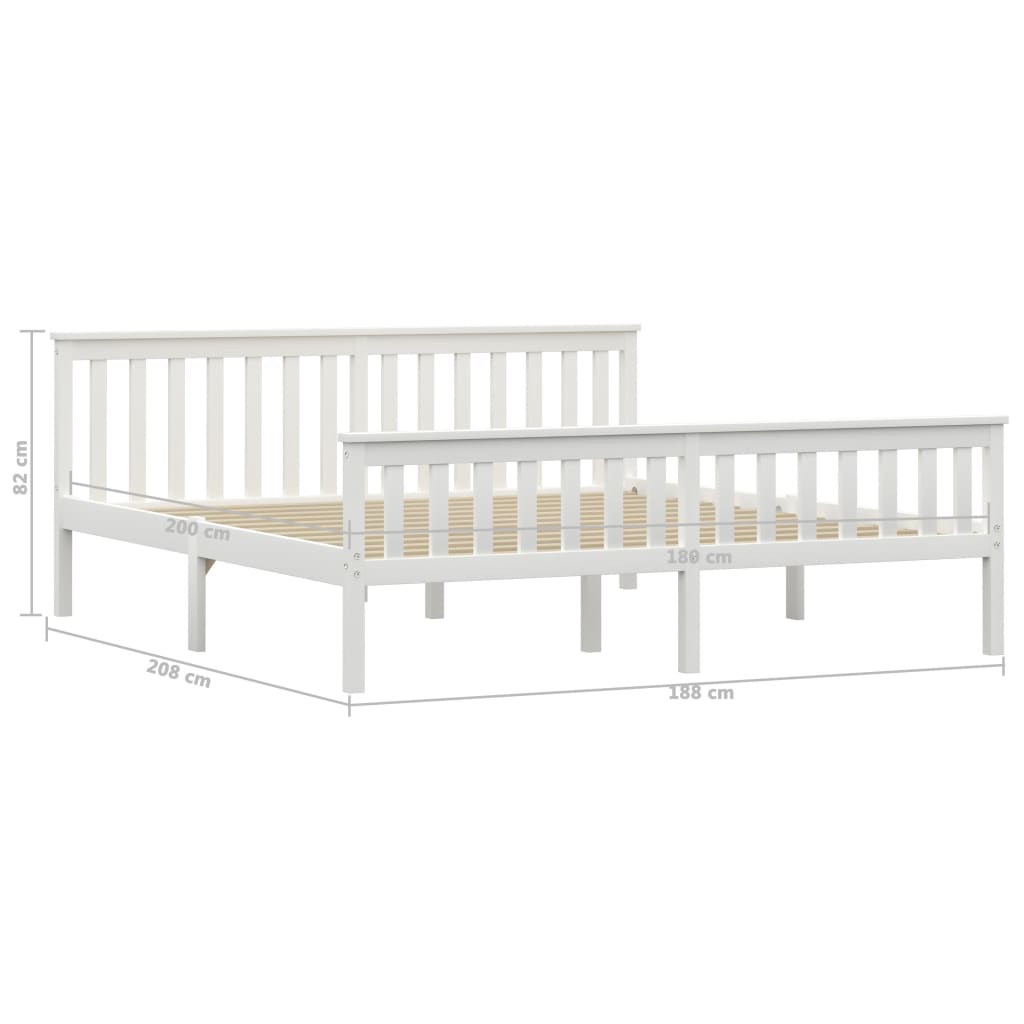 White Solid Pinewood Bed Frame Super King 180x200 cm