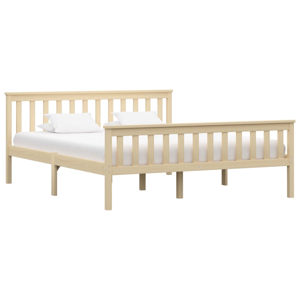Natural Solid Pinewood Bed Frame 160x200 cm - No Mattress Included