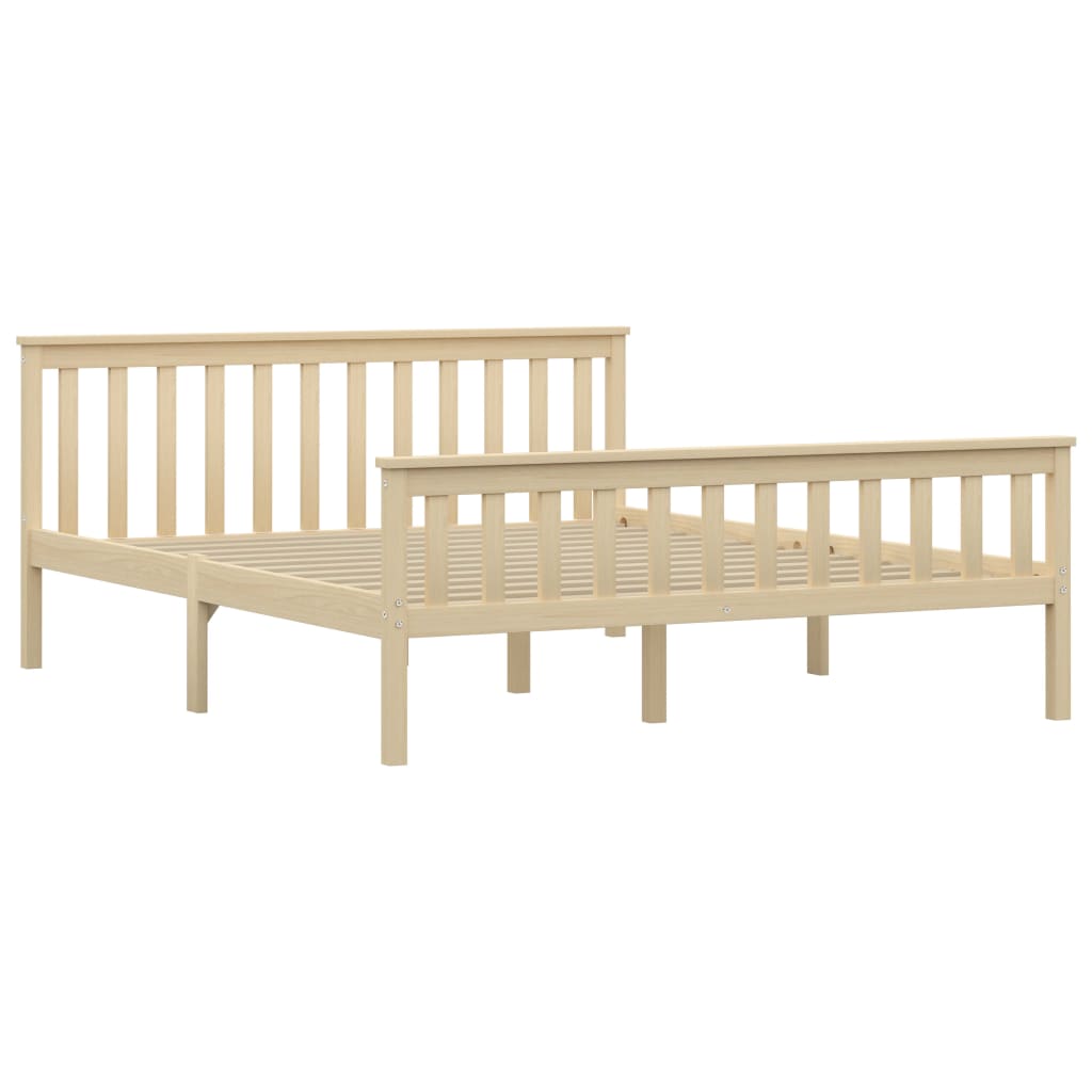 Natural Solid Pinewood Bed Frame 160x200 cm - No Mattress Included