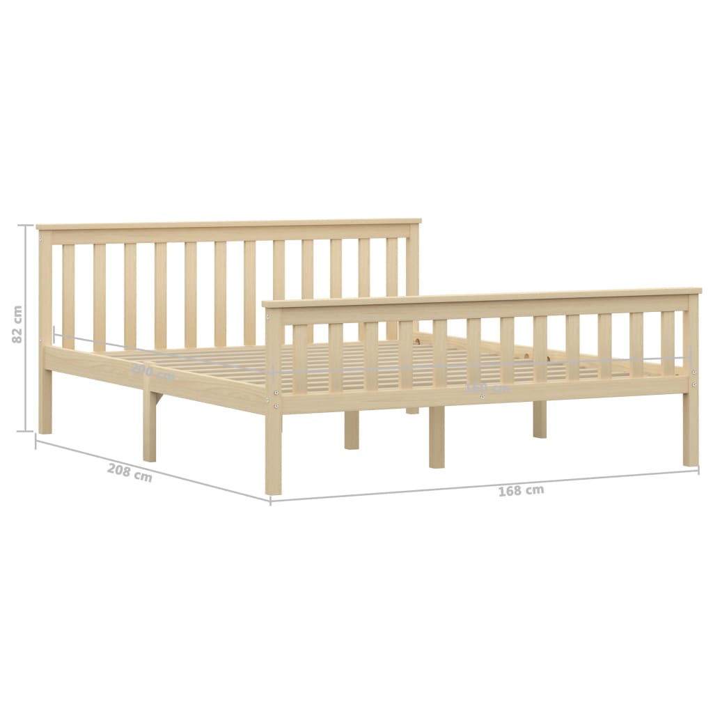 Natural Solid Pinewood Bed Frame 160x200 cm - No Mattress Included