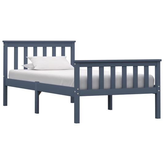 Solid Pinewood Grey Bed Frame 100x200 cm - Sturdy & Stylish