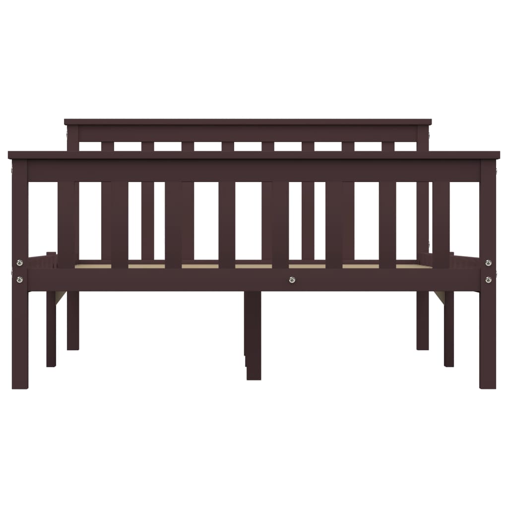 Solid Pinewood Bed Frame, Dark Brown, 120x200 cm - No Mattress