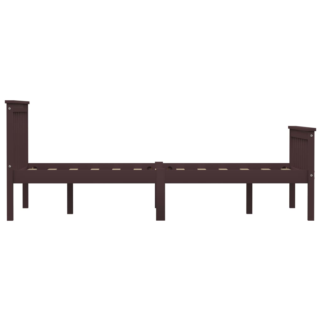 Solid Pinewood Bed Frame, Dark Brown, 120x200 cm - No Mattress