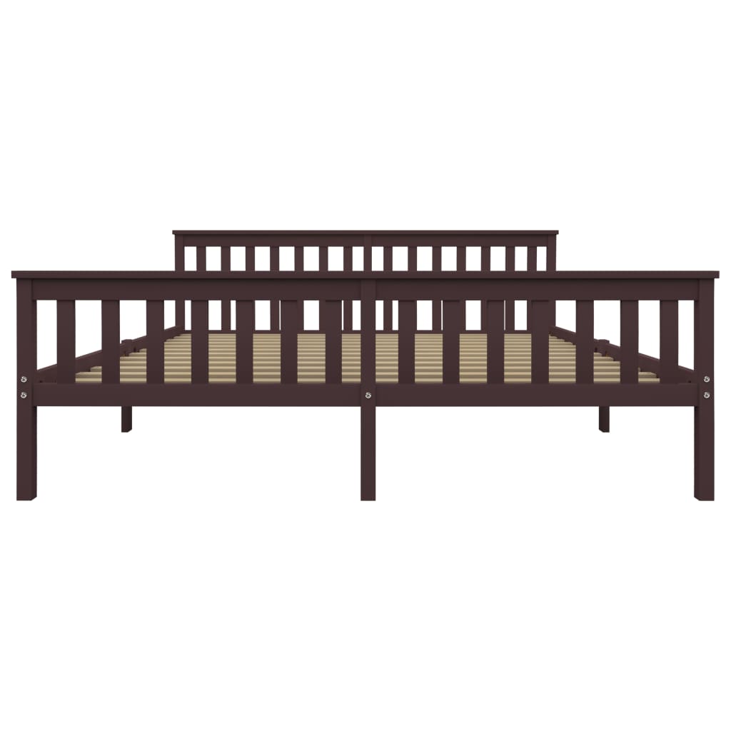 Dark Brown Solid Pinewood Super King Bed Frame 180x200 cm