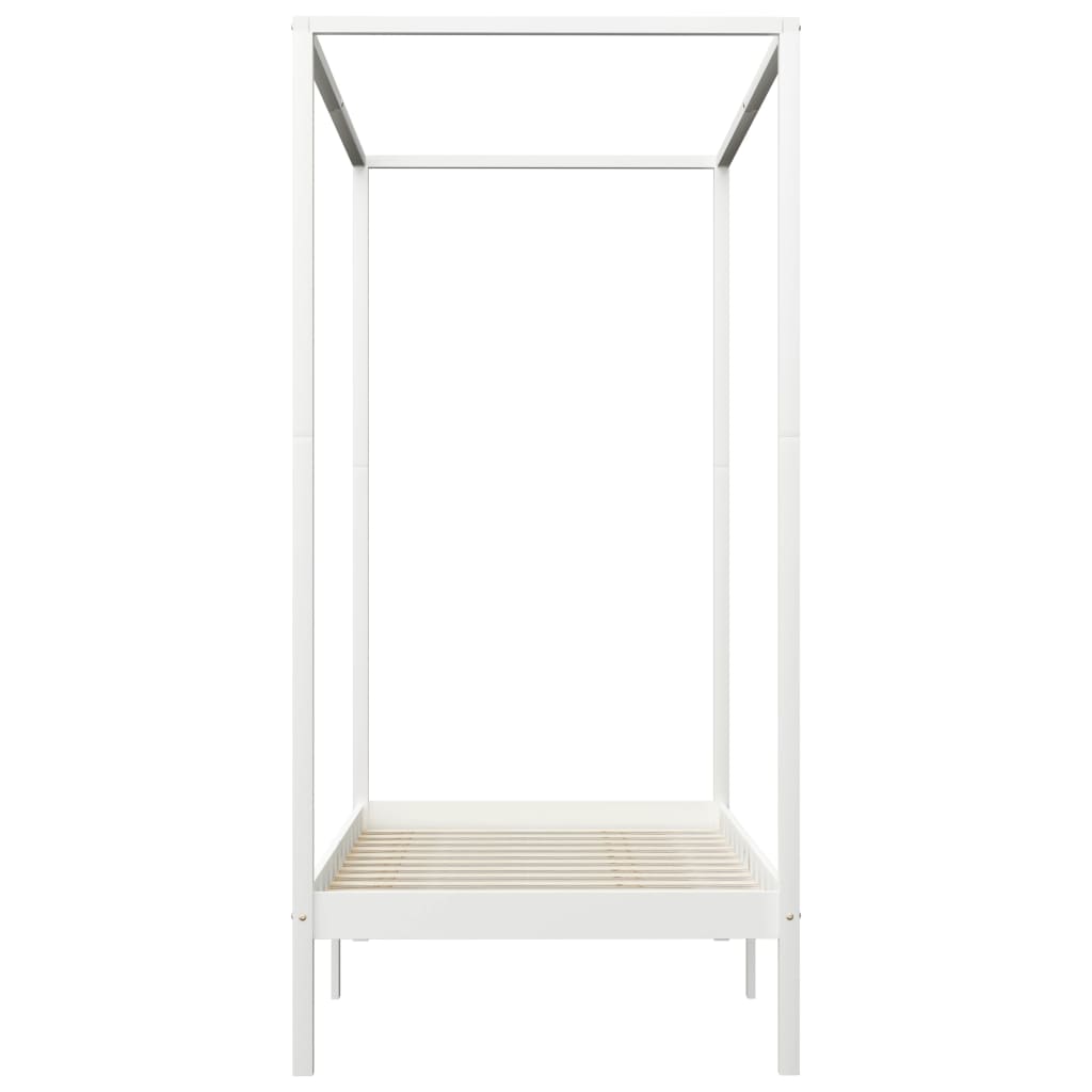 Canopy Bed Frame without Mattress White Solid Wood 90x200 cm