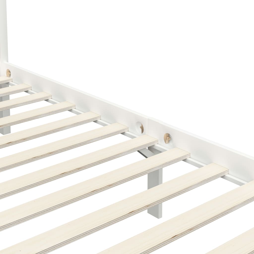Canopy Bed Frame without Mattress White Solid Wood 90x200 cm