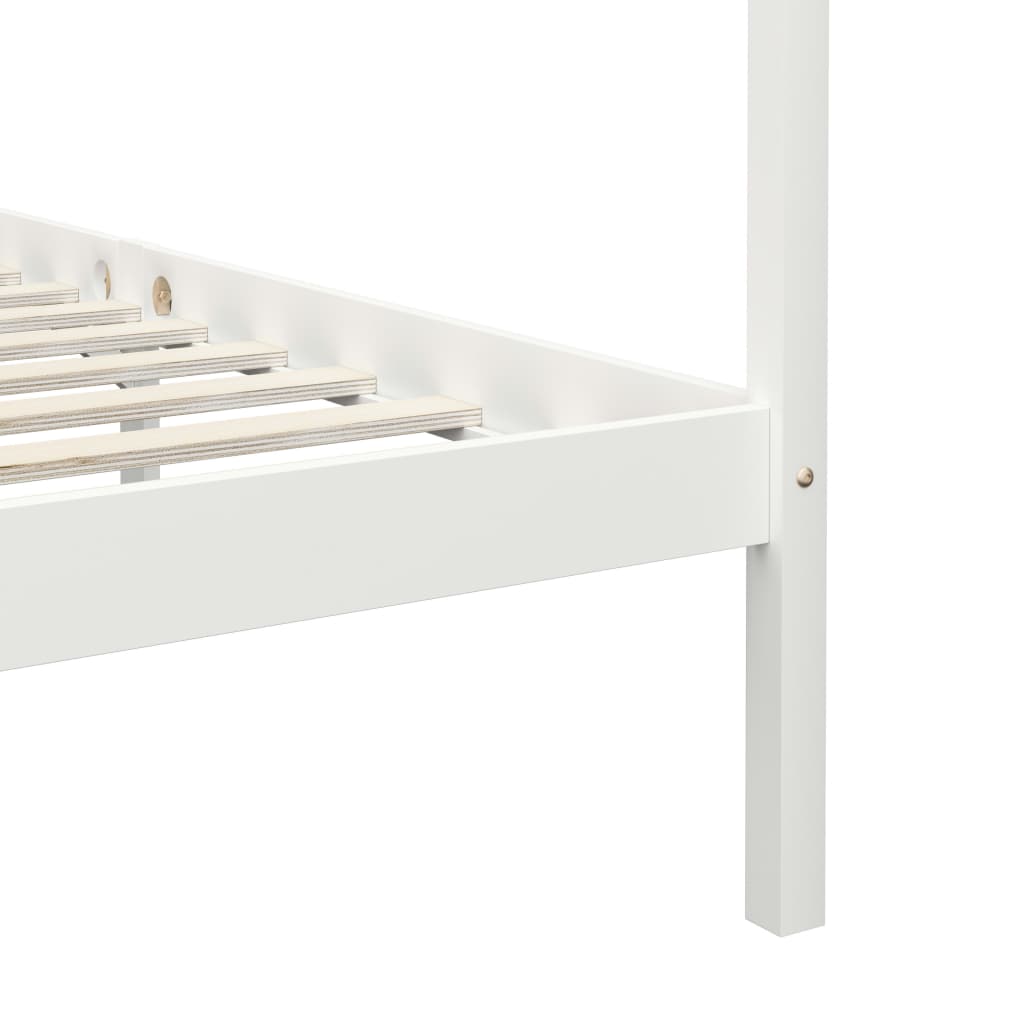Canopy Bed Frame without Mattress White Solid Wood 90x200 cm