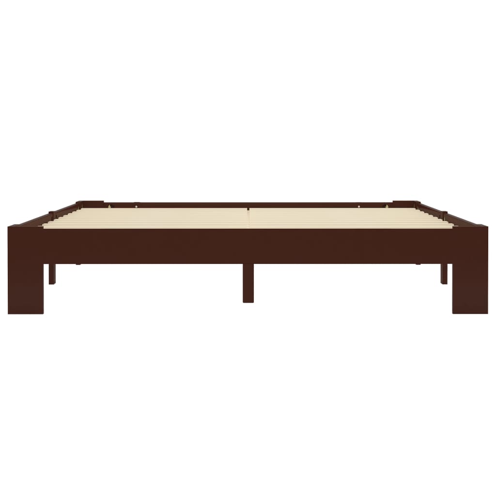 Dark Brown Solid Pine Wood Bed Frame 160x200 cm - No Mattress