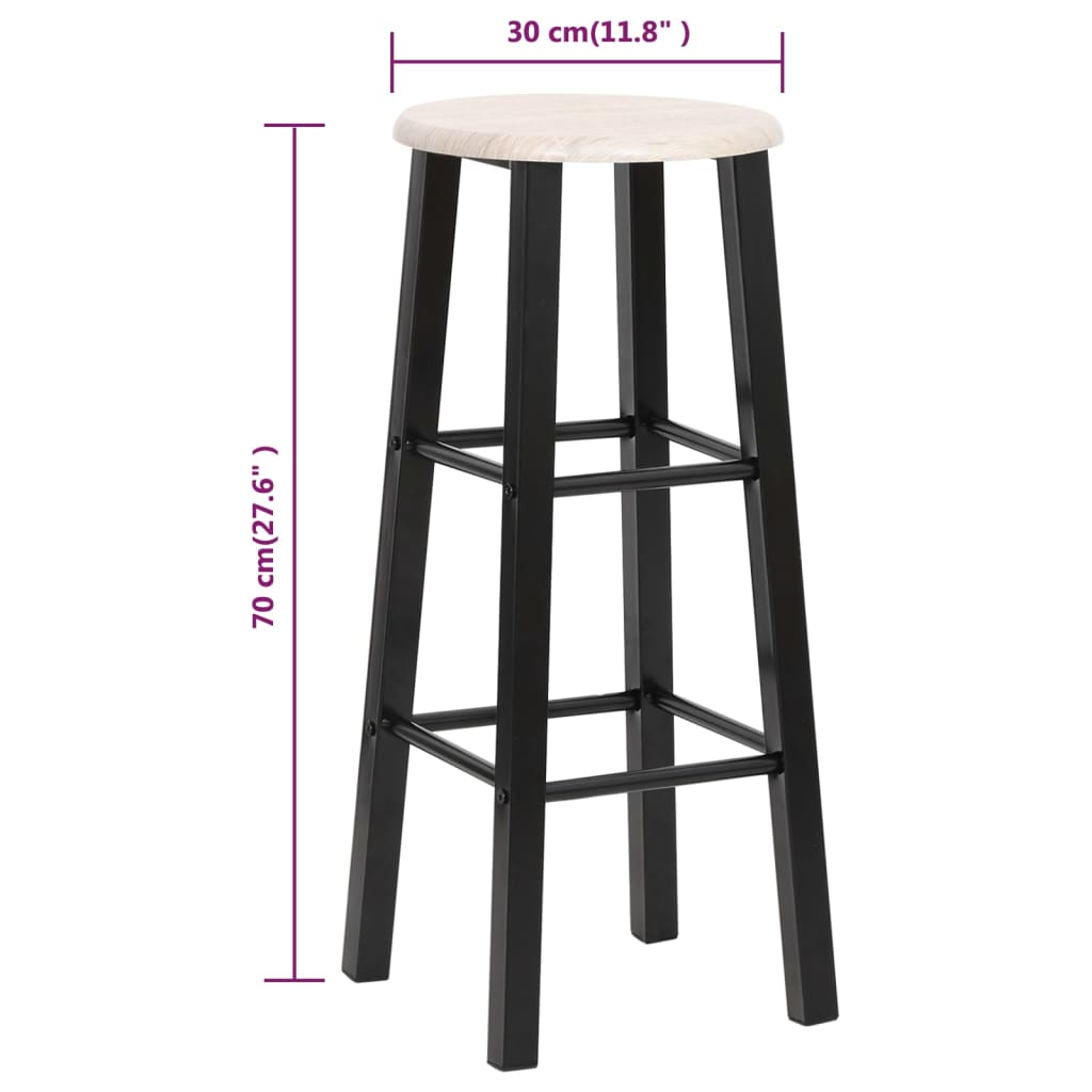 Sleek Black MDF Bar Stools Set of 2 - Modern & Stylish Seating