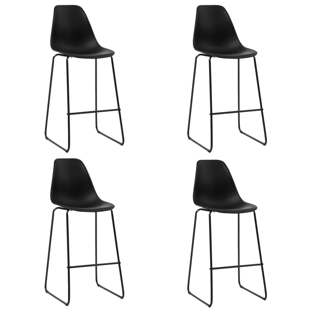 Set of 4 Black Plastic Bar Chairs - Sleek & Modern Design