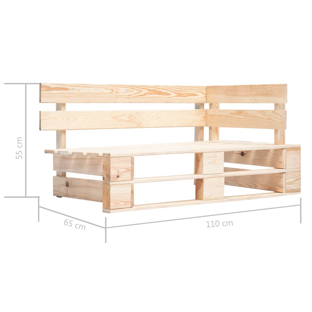Rustic Wood Garden Pallet Corner Bench - Natural Finish