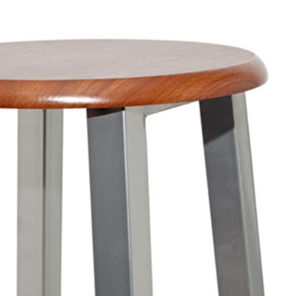 Modern Silver & Brown Bar Stools - Set of 4, MDF Finish