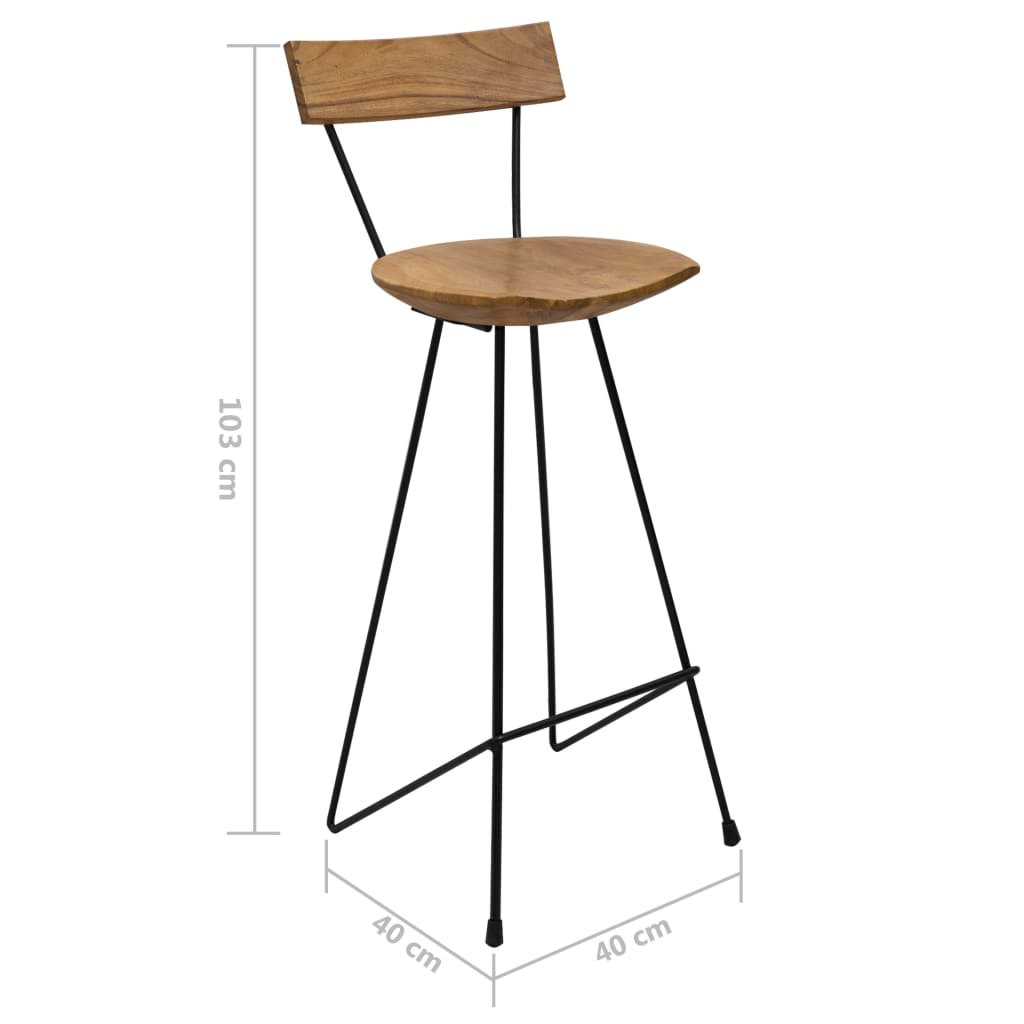 Solid Teak Wood Bar Stools, Set of 2 - Durable & Stylish Seating