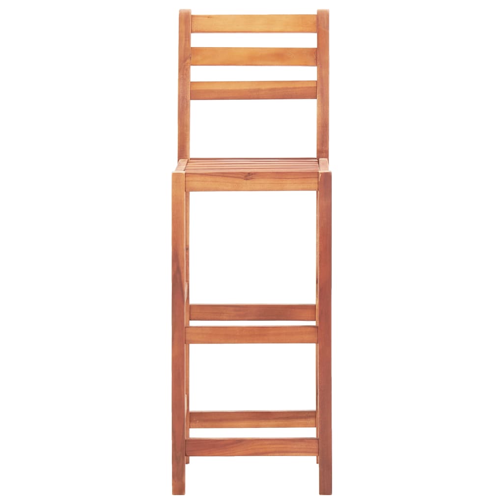 Solid Acacia Wood Bar Chairs Set of 2 - Natural Finish