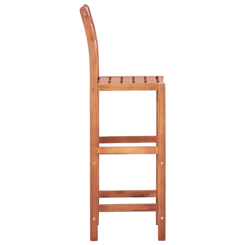 Solid Acacia Wood Bar Chairs Set of 2 - Natural Finish
