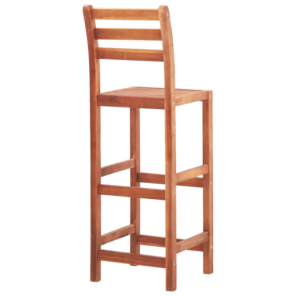 Solid Acacia Wood Bar Chairs Set of 2 - Natural Finish