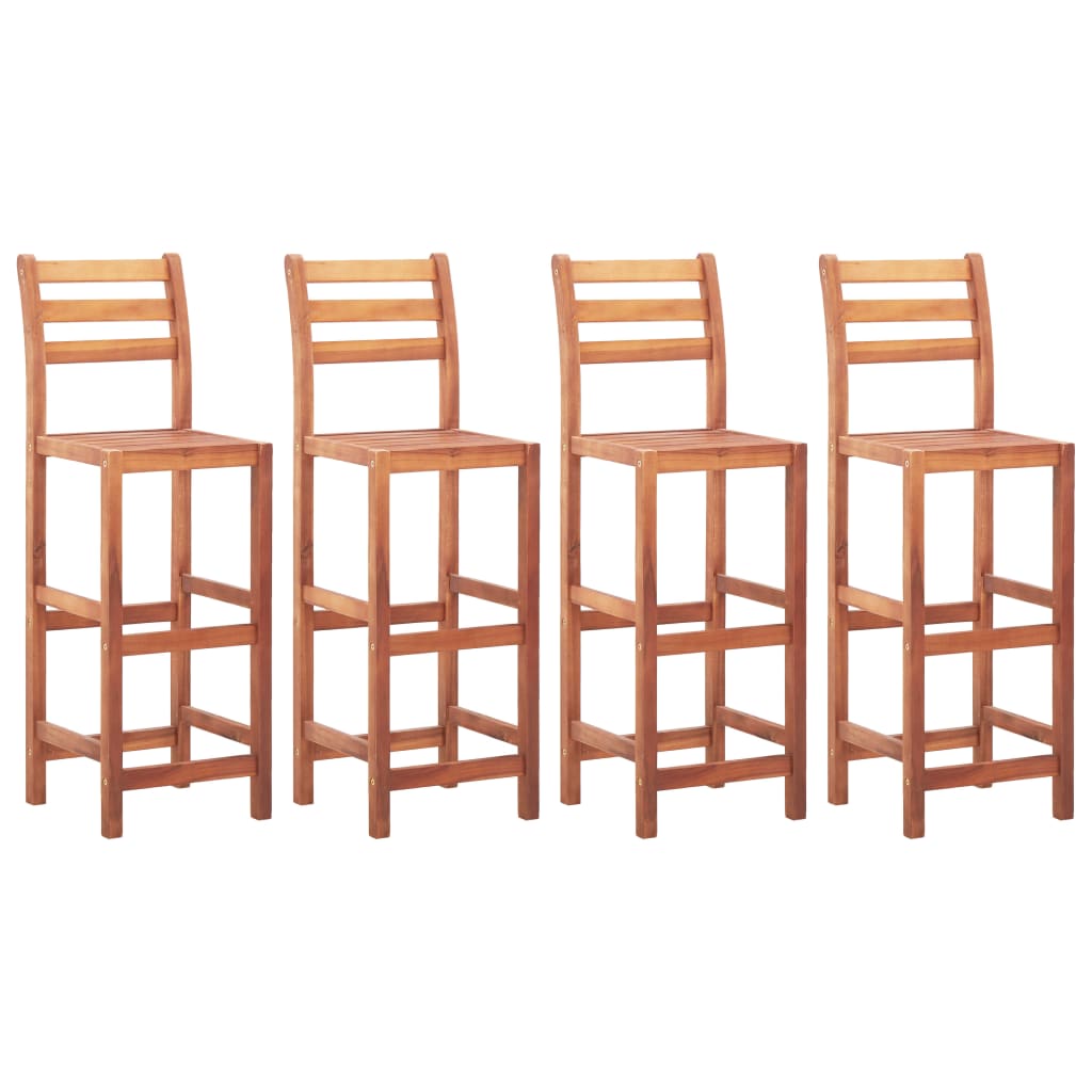 Set of 4 Bar Chairs in Solid Acacia Wood – Stylish & Durable Seating