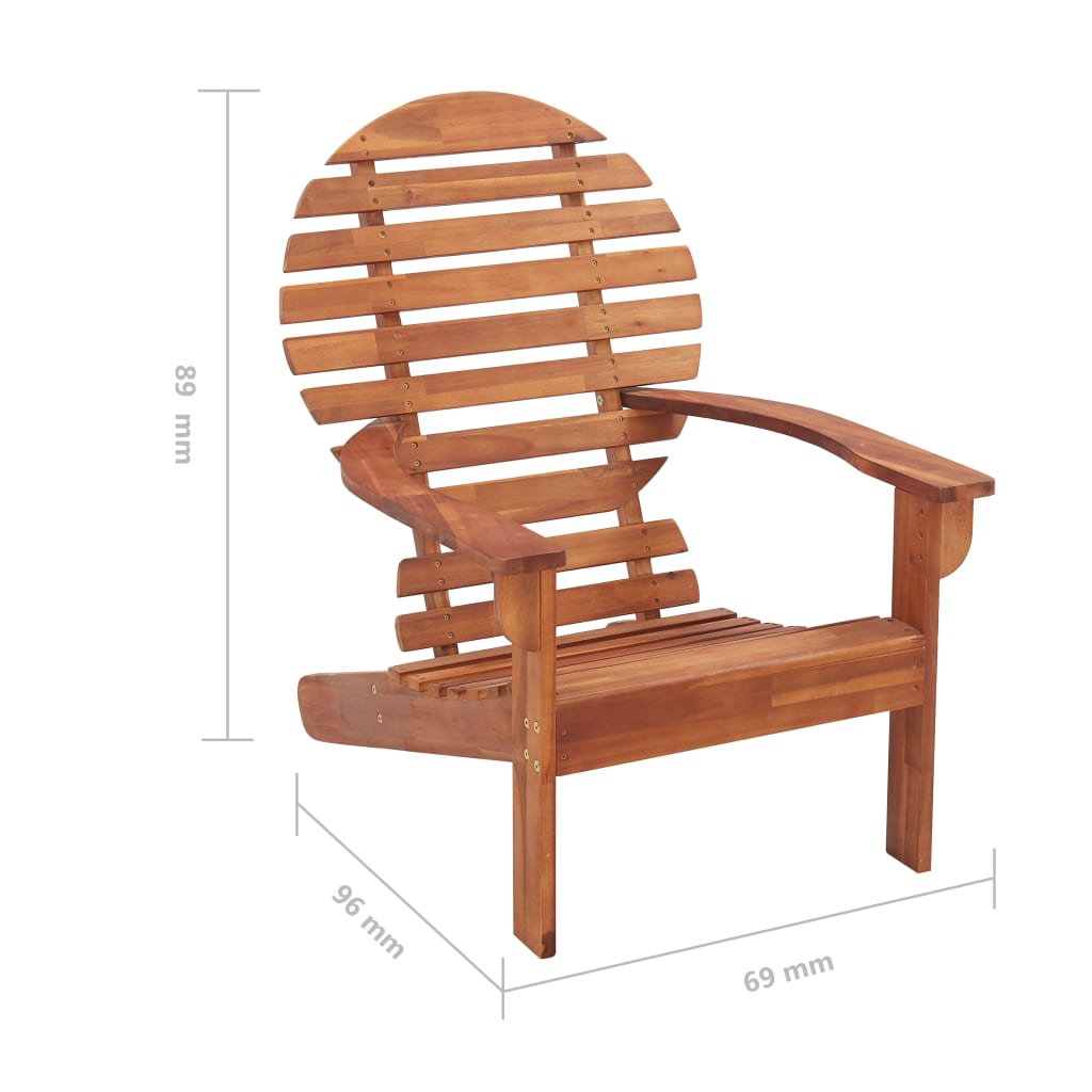 Elegant Solid Acacia Wood Adirondack Chair for Outdoor Relaxation