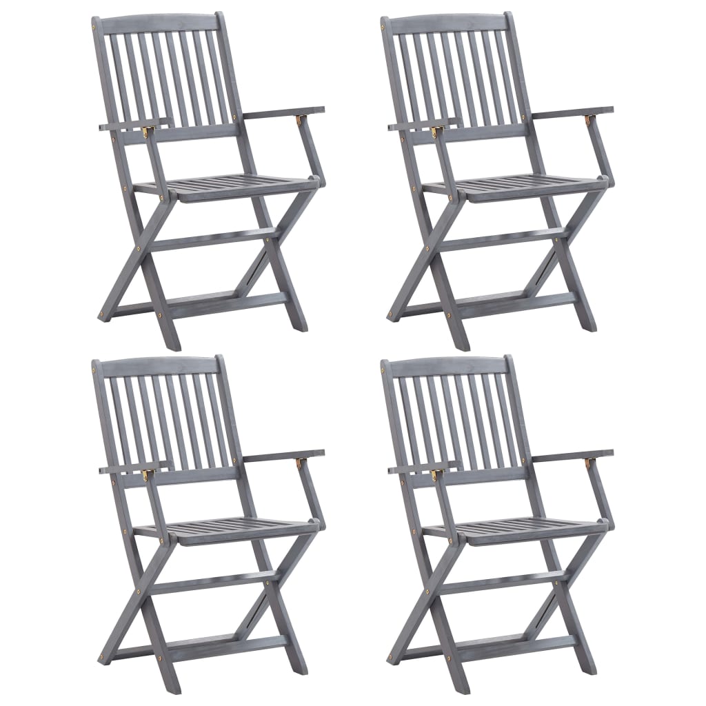 4-Piece Solid Acacia Wood Folding Outdoor Chairs Set